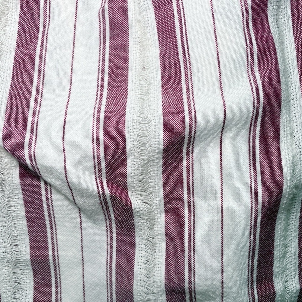 New Directions Burgandy & White Striped Short Sleeve Top - Picture 12 of 12
